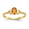10k 6x4mm Oval November/ Citrine and Diamond Size 7 Ring