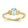 10k 6x4mm Oval December/ Light Swiss Blue Topaz and Diamond Size 7 Ring