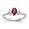 10k White Gold 6x4mm Oval January/ Garnet and Diamond Size 7 Ring
