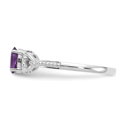 10k White Gold 6x4mm Oval February/ Amethyst and Diamond Size 7 Ring