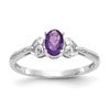 10k White Gold 6x4mm Oval February/ Amethyst and Diamond Size 7 Ring