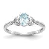 10k White Gold 6x4mm Oval March/ Aquamarine and Diamond Size 7 Ring