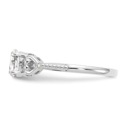 10k White Gold 6x4mm Oval April/ White Topaz and Diamond Size 7 Ring