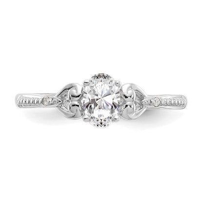 10k White Gold 6x4mm Oval April/ White Topaz and Diamond Size 7 Ring