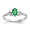 10k White Gold 6x4mm Oval May/ Emerald and Diamond Size 7 Ring