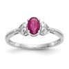 10k White Gold 6x4mm Oval July/ Ruby and Diamond Size 7 Ring