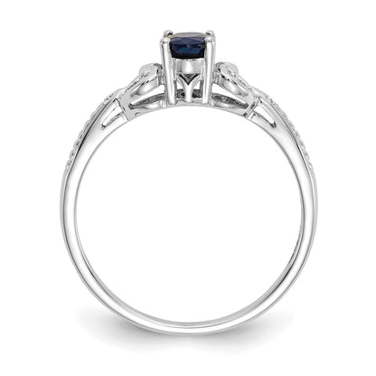 10k White Gold 6x4mm Oval September/ Sapphire and Diamond Size 7 Ring