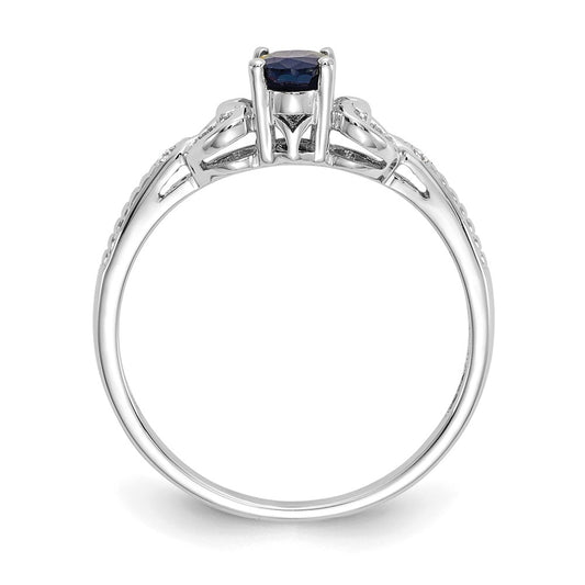 10k White Gold 6x4mm Oval September/ Sapphire and Diamond Size 7 Ring