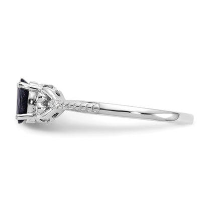 10k White Gold 6x4mm Oval September/ Sapphire and Diamond Size 7 Ring