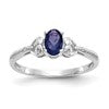 10k White Gold 6x4mm Oval September/ Sapphire and Diamond Size 7 Ring