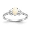10k White Gold 6x4mm Oval October/ Opal and Diamond Size 7 Ring