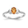 10k White Gold 6x4mm Oval November/ Citrine and Diamond Size 7 Ring