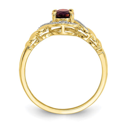 10k 7x5mm Oval January/ Garnet and Diamond Size 7 Ring