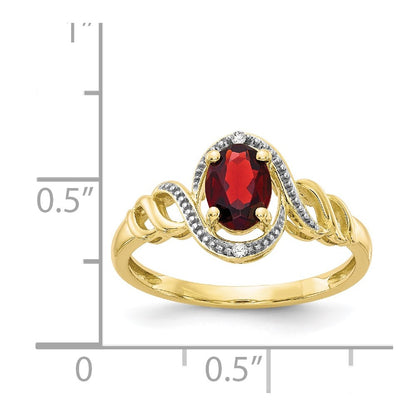 10k 7x5mm Oval January/ Garnet and Diamond Size 7 Ring