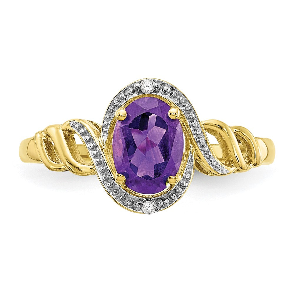 10K Amethyst and Diamond Ring