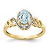 10k 7x5mm Oval March/ Aquamarine and Diamond Size 7 Ring