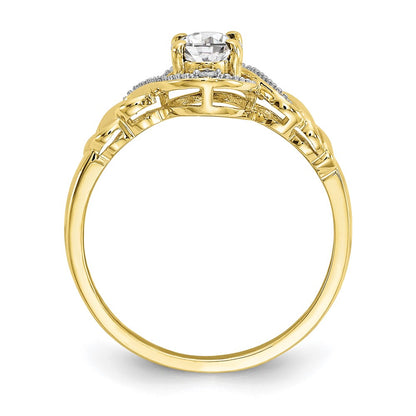 10k 7x5mm Oval April/ White Topaz and Diamond Size 7 Ring