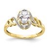 10k 7x5mm Oval April/ White Topaz and Diamond Size 7 Ring