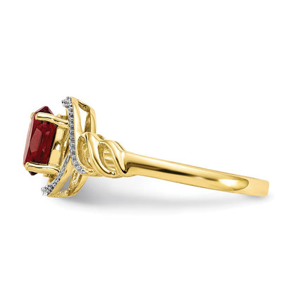 10k 7x5mm Oval July/ Ruby and Diamond Size 7 Ring