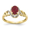10k 7x5mm Oval July/ Ruby and Diamond Size 7 Ring