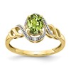 10k 7x5mm Oval August/ Peridot and Diamond Size 7 Ring