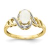 10k 7x5mm Oval October/ Opal and Diamond Size 7 Ring