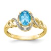 10k 7x5mm Oval December/ Light Swiss Blue Topaz and Diamond Size 7 Ring