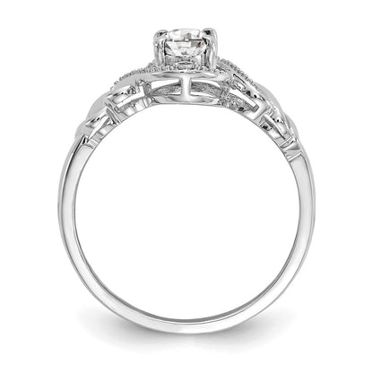 10k White Gold 7x5mm Oval April/ White Topaz and Diamond Size 7 Ring