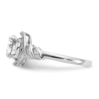 10k White Gold 7x5mm Oval April/ White Topaz and Diamond Size 7 Ring