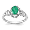 10k White Gold 7x5mm Oval May/ Emerald and Diamond Size 7 Ring