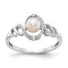 10k White Gold 5.5mm June/ Freshwater Cultured Pearl and Diamond Size 7 Ring