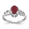 10k White Gold 7x5mm Oval July/ Ruby and Diamond Size 7 Ring