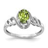 10k White Gold 7x5mm Oval August/ Peridot and Diamond Size 7 Ring