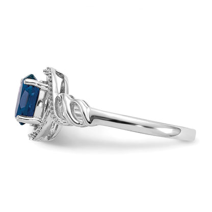 10k White Gold 7x5mm Oval September/ Sapphire and Diamond Size 7 Ring