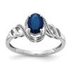 10k White Gold 7x5mm Oval September/ Sapphire and Diamond Size 7 Ring