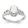 10k White Gold 7x5mm Oval October/ Opal and Diamond Size 7 Ring
