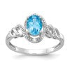 10k White Gold 7x5mm Oval December/ Light Swiss Blue Topaz and Diamond Size 7 Ring