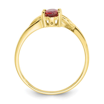 10k Polished 6x4mm Oval Genuine January/ Garnet Birthstone Size 7 Ring