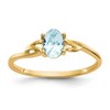 10k Polished 6x4mm Oval Genuine March/ Aquamarine Birthstone Size 7 Ring