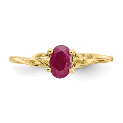 10k Polished 6x4mm Oval Genuine July/ Ruby Birthstone Size 7 Ring