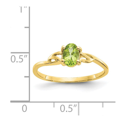 10k Polished 6x4mm Oval Genuine August/ Peridot Birthstone Size 7 Ring
