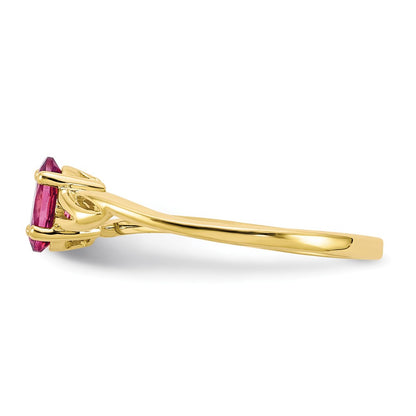 10k Polished 6x4mm Oval Genuine October/ Pink Tourmaline Birthstone Size 7 Ring