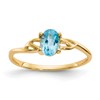 10k Polished 6x4mm Oval Genuine December/ Blue Topaz Birthstone Size 7 Ring