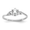 10k White Gold Polished 6x4mm Oval Genuine April/ White Topaz Birthstone Size 7 Ring