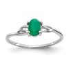 10k White Gold Polished 6x4mm Oval Genuine May/ Emerald Birthstone Size 7 Ring