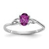 10k White Gold Polished 6x4mm Oval Genuine June/ Rhodolite Garnet Birthstone Size 7 Ring