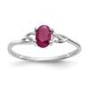 10k White Gold Polished 6x4mm Oval Genuine July/ Ruby Birthstone Size 7 Ring