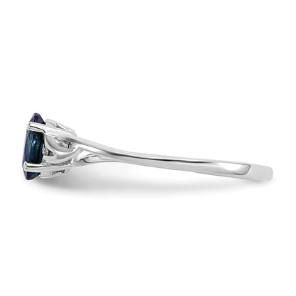 10k White Gold Polished 6x4mm Oval Genuine September/ Sapphire Birthstone Size 7 Ring