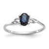 10k White Gold Polished 6x4mm Oval Genuine September/ Sapphire Birthstone Size 7 Ring