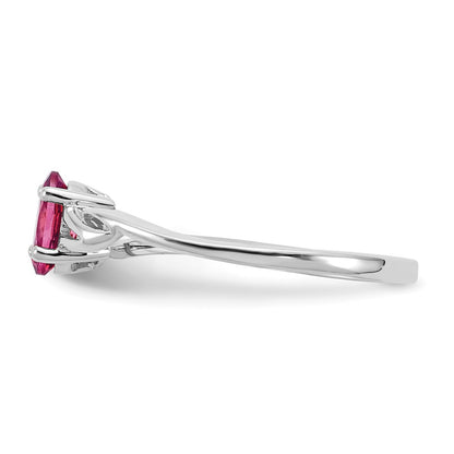 10k White Gold Polished 6x4mm Oval Genuine October/ Pink Tourmaline Birthstone Size 7 Ring